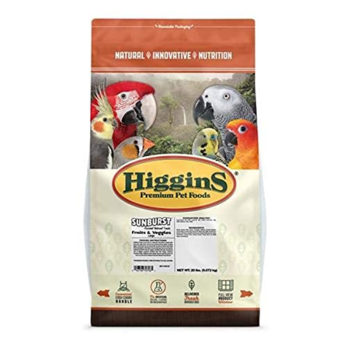 Higgins Pet Food Sunburst Fruit & Veggie Large Hookbill, 20 Lb