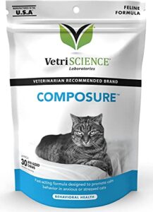 vetriscience composure, calming formula for cats, 30 bite-sized chews