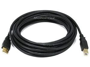 monoprice 15-feet usb 2.0 a male to b male 28/24awg cable (gold plated) (105440),black