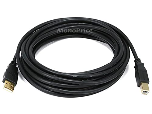 Monoprice 15-Feet USB 2.0 A Male to B Male 28/24AWG Cable (Gold Plated) (105440),Black