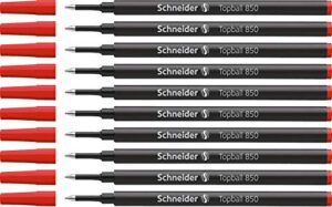 schneider topball 850 refill in euro-format for ink roller pen 0.5 mm red pack of 10