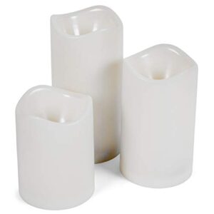 pillar melted top timer white vanilla 6 inch wax flameless candles set of 3