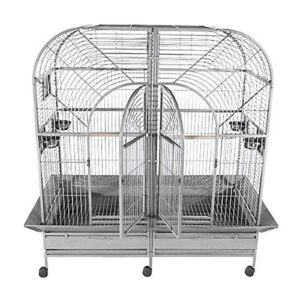 a&e cage co. double macaw cage with removable divider, 64"x32", black