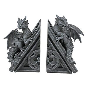 design toscano gothic castle dragons sculptural bookends