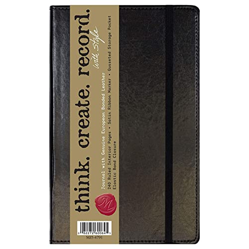 C.R. Gibson Black Bonded Leather Journal, 5'' x 8.2''