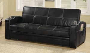 coaster home furnishings sleeper sofa bed with storage and cup holders black