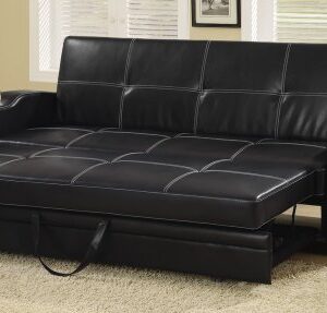 Coaster Home Furnishings Sleeper Sofa Bed with Storage and Cup Holders Black