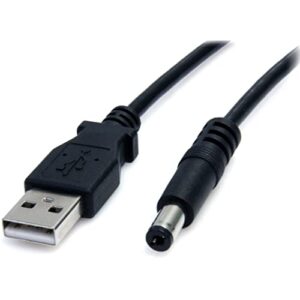 startech.com 3 ft usb to type m barrel 5v dc power cable - power cable - usb (power only) (m) to dc jack 5.5 mm (m) - 3 ft - molded - black - usb2typem