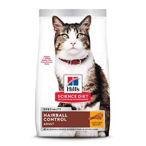 hill's science diet dry cat food, adult, hairball control, chicken recipe, 7 lb. bag