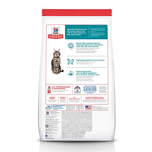 Hill's Science Diet Dry Cat Food, Adult 7+ for Senior Cats, Indoor, Chicken Recipe, 15.5 lb. Bag