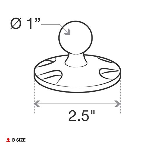 RAM Mounts Composite Round Plate with Ball RAP-B-202U with B Size 1" Ball