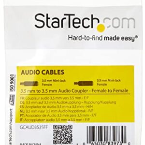 StarTech.com 3.5mm Female to Female Coupler - 3.5mm Audio Coupler - Gold Plated Connectors - Female/Female - Aux Cord Adapter (GCAUD3535FF),Black