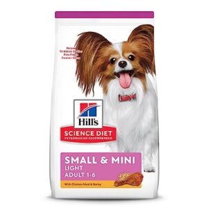 hill's science diet dry dog food, adult, light, small paws, chicken meal & barley recipe, 15.5 lb. bag