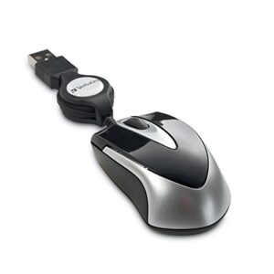 verbatim usb corded mini travel optical wired mouse for mac and pc - metro series black
