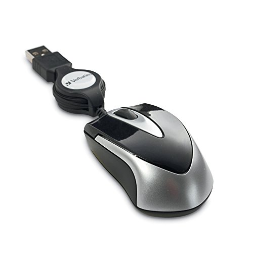 Verbatim USB Corded Mini Travel Optical Wired Mouse for Mac and PC - Metro Series Black