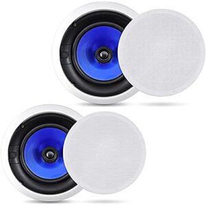 pyle home 2-way in-wall in-ceiling speaker system - dual 8 inch 300w pair of ceiling wall flush mount speakers w/ 1" silk dome tweeter, adjustable treble control - for home theater entertainment pic8e