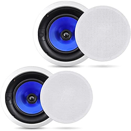 Pyle Home 2-Way In-Wall In-Ceiling Speaker System - Dual 8 Inch 300W Pair of Ceiling Wall Flush Mount Speakers w/ 1" Silk Dome Tweeter, Adjustable Treble Control - For Home Theater Entertainment PIC8E