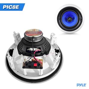 Pyle Home 2-Way In-Wall In-Ceiling Speaker System - Dual 8 Inch 300W Pair of Ceiling Wall Flush Mount Speakers w/ 1" Silk Dome Tweeter, Adjustable Treble Control - For Home Theater Entertainment PIC8E
