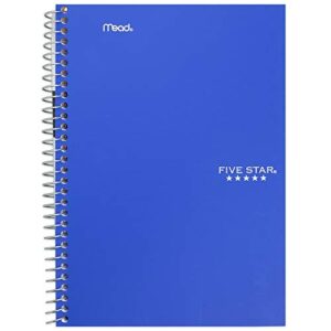 five star spiral notebook, 2 subject, college ruled paper, 100 sheets, 9-1/2" x 6", blue (72287)