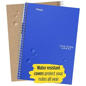 Five Star Spiral Notebook, 2 Subject, College Ruled Paper, 100 sheets, 9-1/2" x 6", Blue (72287)