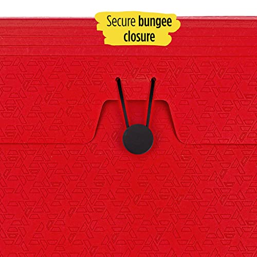 Five Star 6 Pocket Expanding File Organizer, Plastic Expandable File Folders with Pockets and Tab Inserts, Holds 11" x 8-1/2", Bungee Closure, Fire Red (72387)