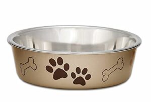 loving pets - bella bowls - dog food water bowl no tip stainless steel pet bowl no skid spill proof (medium, champagne)