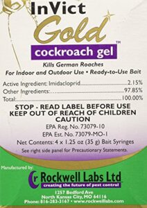 invict gold german roach control bait gel 1 box of 4 tubes (35 grams per tube) w/ 1 plunger by rockwell