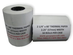 2 1/4" x 80' thermal paper (50 rolls), works for verifone printer tranz 420, verifone vx510, verifone vx510le, verifone vx570