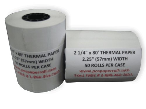 2 1/4" x 80' Thermal Paper (50 Rolls), Works for Verifone Printer Tranz 420, Verifone Vx510, Verifone Vx510LE, Verifone Vx570