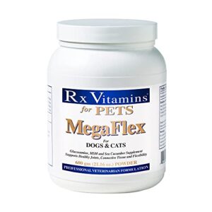 rx vitamins for pets megaflex for dogs and cats - glucosamine & msm - supports joints tissue & flexibility - 600g powder