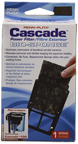 Penn-Plax Cascade 100 GPH Hang On Filter Aquarium Bio Sponge Replacement; 1 Pack