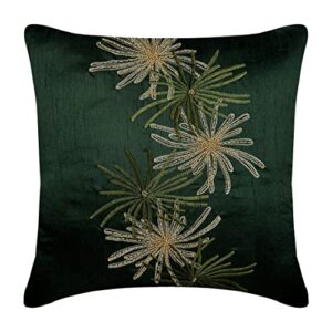 the homecentric cushion cover for sofa, dark green decorative pillow covers 16x16 inch (40x40 cm), silk throw pillows for couch, nature & floral, tropical toss pillow covers - green foliage