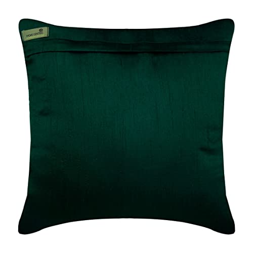 The HomeCentric Cushion Cover for Sofa, Dark Green Decorative Pillow Covers 16x16 inch (40x40 cm), Silk Throw Pillows for Couch, Nature & Floral, Tropical Toss Pillow Covers - Green Foliage