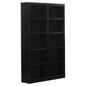 traditional 72" tall 10-shelf double wide wood bookcase in espresso