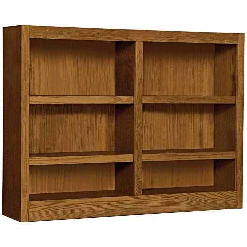 Concepts in Wood MI4836 6 Shelf Double Wide Wood Bookcase, 36 inch Tal (Oak)