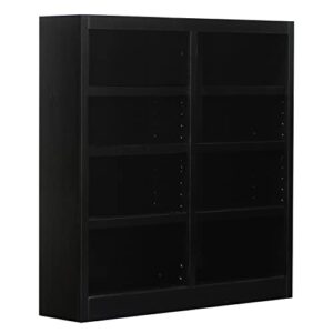 traditional 48" tall 8-shelf double wide wood bookcase in espresso