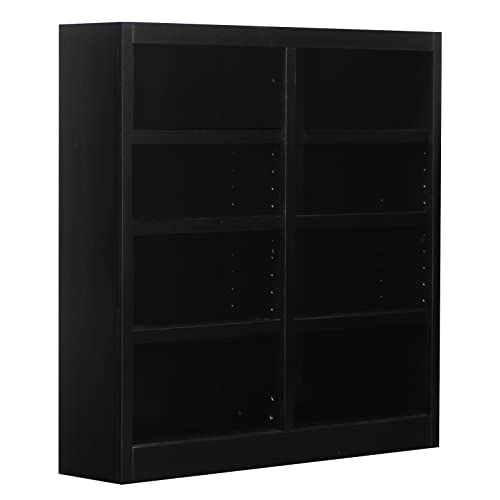 Traditional 48" Tall 8-Shelf Double Wide Wood Bookcase in Espresso