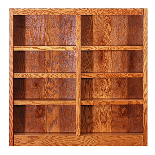 Traditional 48" Tall 8-Shelf Double Wide Wood Bookcase in Espresso