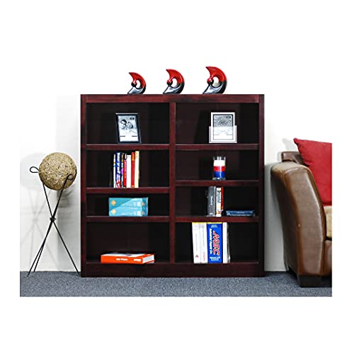 Traditional 48" Tall 8-Shelf Double Wide Wood Bookcase in Espresso