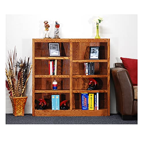 Traditional 48" Tall 8-Shelf Double Wide Wood Bookcase in Espresso