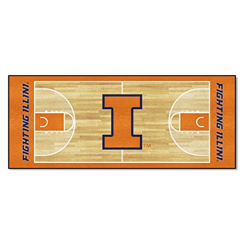 FANMATS 8172 Illinois Illini Basketball Court Runner Rug - 30in. x 72in. | Sports Fan Area Rug