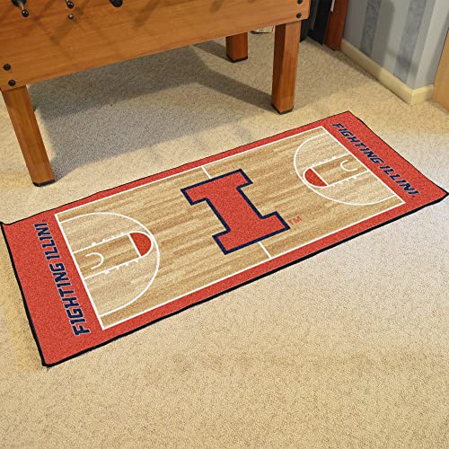 FANMATS 8172 Illinois Illini Basketball Court Runner Rug - 30in. x 72in. | Sports Fan Area Rug