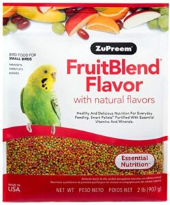 zupreem fruitblend flavor pellets bird food for small birds, 2 lb - daily blend made in usa for parakeets, budgies, parrotlets