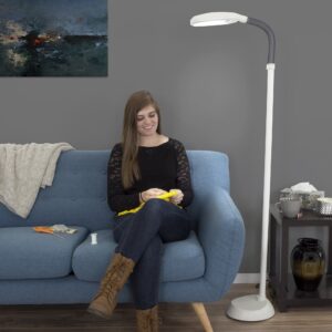 Lavish Home 72-0820 (Beige) Adjustable Full Spectrum Natural Sunlight Lamp with Bendable Neck-Reading, Crafting, Esthetician Floor Light, (L) 10.2” x (W) 8.7” x (H) 62.5
