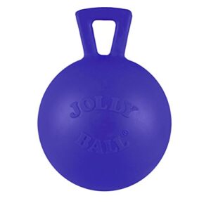 jolly pets tug-n-toss heavy duty dog toy ball with handle, 4 inches/petite, blue (404 bl),small breeds