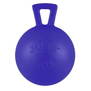 Jolly Pets Tug-n-Toss Heavy Duty Dog Toy Ball with Handle, 4 Inches/Petite, Blue (404 BL),Small Breeds