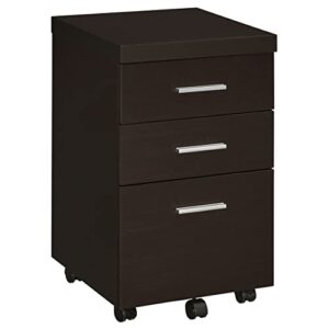 coaster home furnishings skylar 3-drawer mobile storage cabinet cappuccino