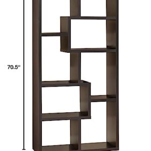 Coaster Home Furnishings Asymmetrical Cube 8-Shelf Bookcase Cappuccino, 11.75" D x 35" W x 70.5" H