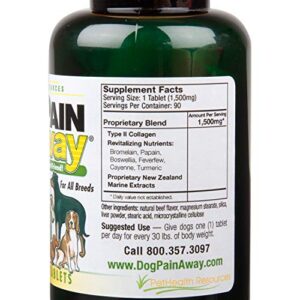 Dog Pain Away - Vet Approved Dog Pain Reliever (90 Count) - Fast Acting Pain Relief Supplement To Repair Connective Tissue and Help Alleviate Hip and Joint Pain - All Natural Chewable Tablets To Renew Your Dogs Vitality