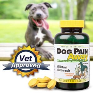 Dog Pain Away - Vet Approved Dog Pain Reliever (90 Count) - Fast Acting Pain Relief Supplement To Repair Connective Tissue and Help Alleviate Hip and Joint Pain - All Natural Chewable Tablets To Renew Your Dogs Vitality